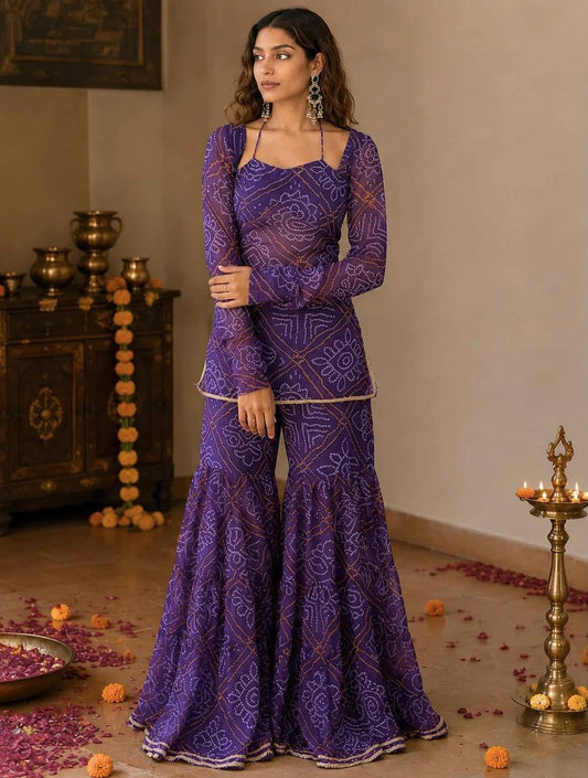 Premium Quality With Printed BackSide Lupi with Dori Trending Top-Sharara and Dupatta Set