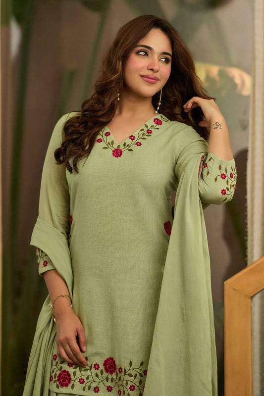 Stylish Designer Punjabi Suit Set with Beautiful Neck & Hem Embroidery | Festive & Daily Wear