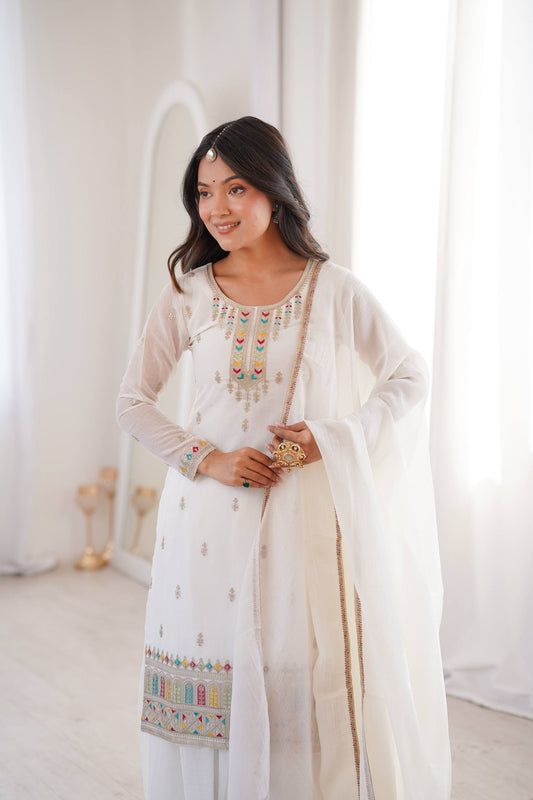 PURE SOFT CRUNCHY SILK FABRIC TOP SHARARA WITH DUPATTA