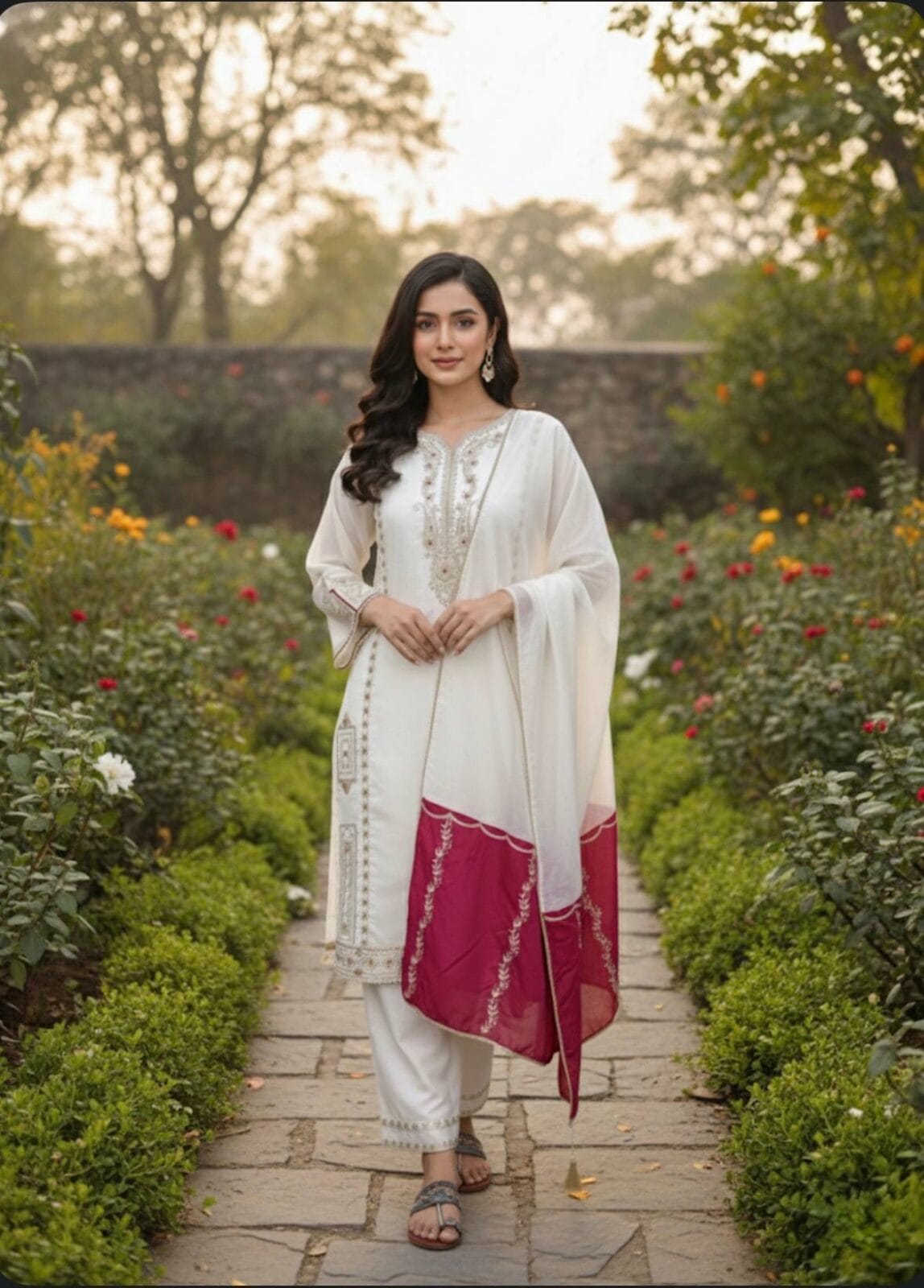 Designer Party Wear Jimmy Choo Silk Top, Plazzo & Dupatta Set