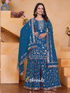 Premium Fox Georgette Sequence Sharara Suit Set with Front & Back Work | 4 Elegant Colors