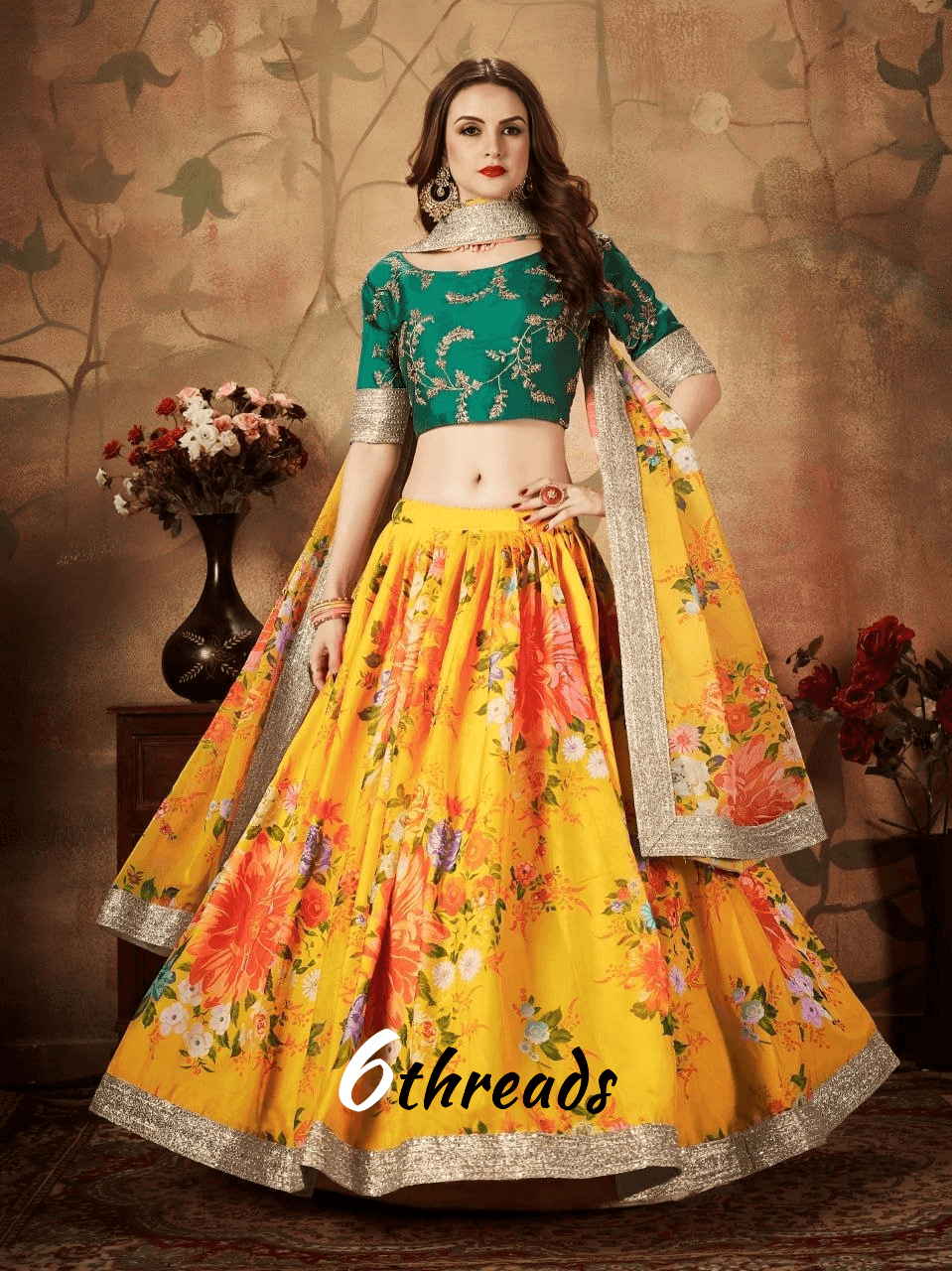 Floral Lehenga Choli with Embroidered Blouse